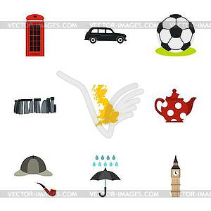 Country United Kingdom icons set, flat style - vector clipart