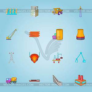 Production icons set, cartoon style - vector clipart