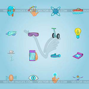 Innovative device icons set, cartoon style - vector clipart