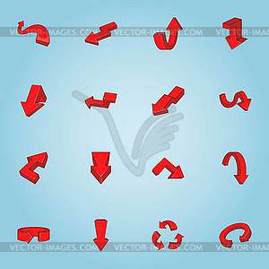 Arrow icons set, cartoon style - vector EPS clipart