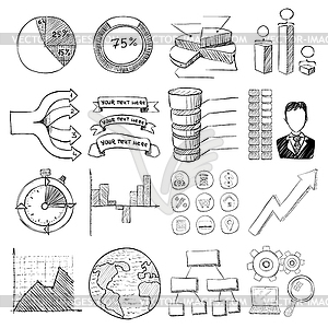 Набор иконок элементов инфографики, мультяшном стиле - векторный графический клипарт