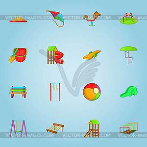 Children gamee icons set, cartoon style - vector image