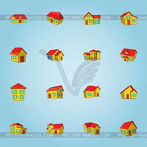 House icons set, cartoon style - vector clipart