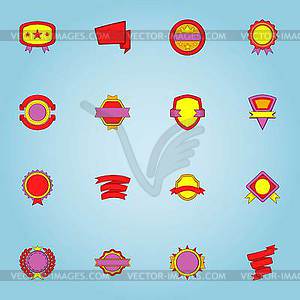 Label icons set, cartoon style - vector clipart