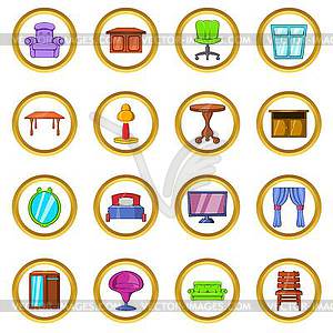 Furniture set, cartoon style - vector image