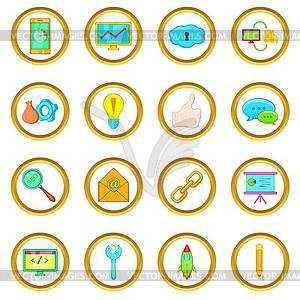 Seo set, cartoon style - royalty-free vector clipart