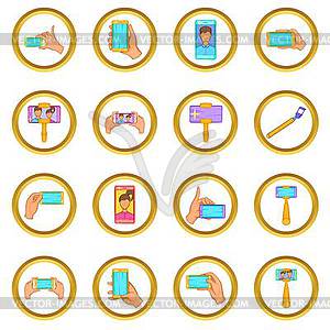 Selfie set, cartoon style - vector clip art