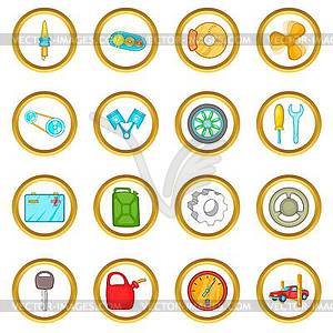 Auto spare parts set, cartoon style - vector clipart