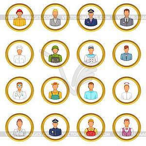 Professions set, cartoon style - color vector clipart