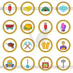 Mining set, cartoon style - vector clipart
