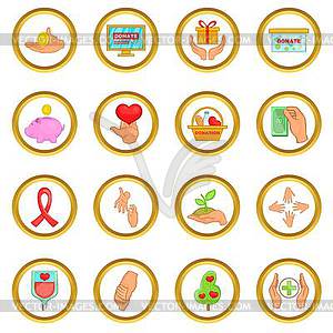 Charity organization set, cartoon style - vector clip art