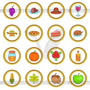 Thanksgiving set, cartoon style - vector image