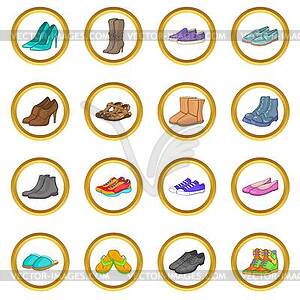 Shoe set, cartoon style - vector clip art