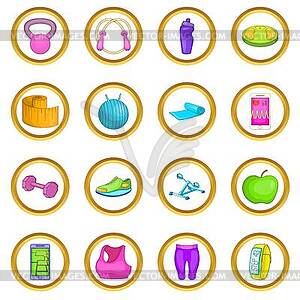 Healthy lifestyle set, cartoon style - vector image