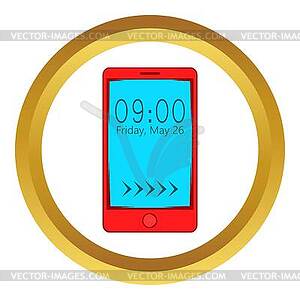 Smartphone with clock on display icon - vector clipart