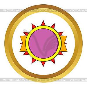 Round violet badge icon, cartoon style - vector clip art