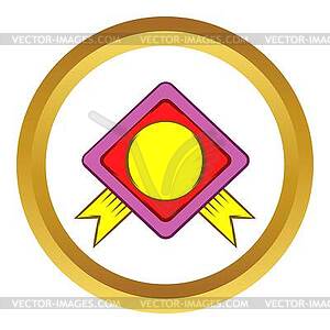 Color badge with yellow ribbons icon - vector clipart