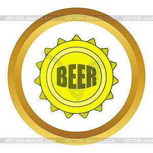 Beer bottle cap icon, cartoon style - vector image