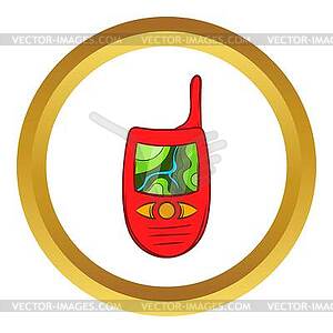 Hand held radio with GPS navigator icon - vector image