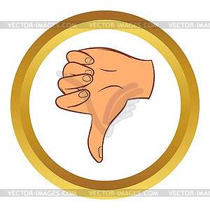 Thumb down gesture icon, cartoon style - vector clipart