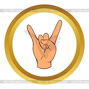 Rock and Roll hand sign icon, cartoon style - vector clip art