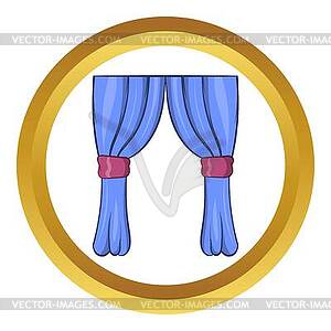 Curtains icon, cartoon style - vector clip art