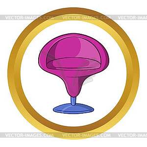 Round armchair icon, cartoon style - vector clipart