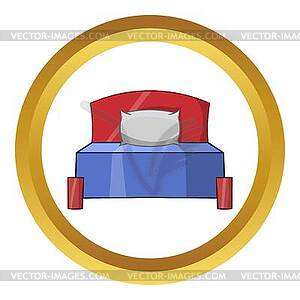 Bed icon, cartoon style - vector image