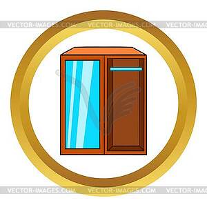 Wardrobe icon, cartoon style - vector clipart