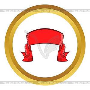 Red banner icon, cartoon style - vector clipart