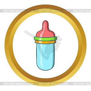 Baby milk bottle icon, cartoon style - vector image