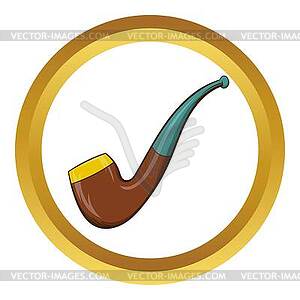 Wooden pipe icon, cartoon style - vector clipart