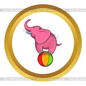 Elephant balancing on ball icon - vector image