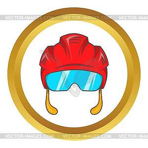 Red hockey helmet with glass visor icon - vector image