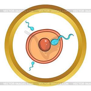 Fertilization of egg icon, cartoon style - vector clip art