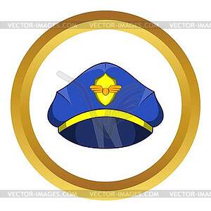 Blue pilot cap with badge icon - vector clip art