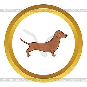 Brown dachshund dog icon - vector image