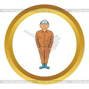 Pilot military uniform in khaki colors icon - vector image