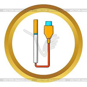 Electronic cigarette with USB cable icon - vector clip art