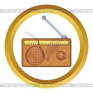 Коричневый значок радиоприемника в стиле ретро - цветной векторный клипарт