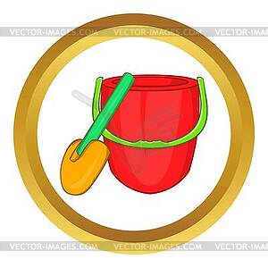 Children bucket with shovel icon - vector image