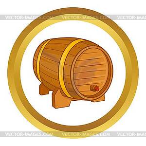 Wooden barrel for beer icon - vector image