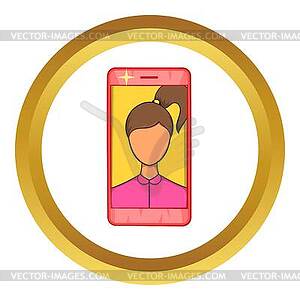 Photos girls in mobile icon - royalty-free vector image