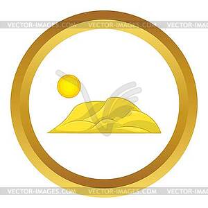 Mountain and sun icon - vector image