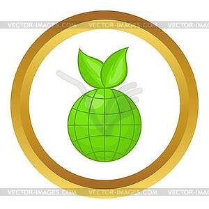 Green planet icon - vector image