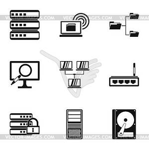 Набор значков компьютерных данных в простом стиле - клипарт в векторном виде