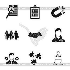 Job search icons set, simple style - vector clipart