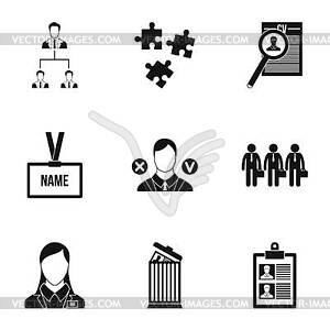 Staffing agency icons set, simple style - vector clip art