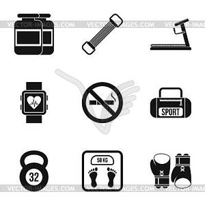 Gym icons set, simple style - vector image