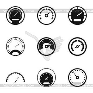 Speed measurement icons set, simple style - vector image